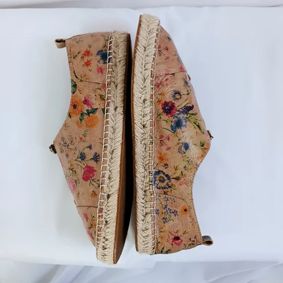 New PATRICIA NASH Italian Leather Espradrills Floral Print Resort Flats Size 11 - Picture 9 of 13
